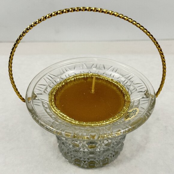 Vintage Avon Fostoria Crystal Backet Candle Holder with Bird Of Paradise Candle - Picture 8 of 13